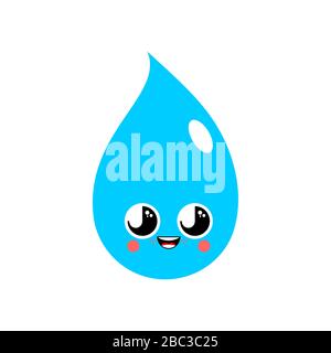Water Element Cute kawaii isolated. funny waters cartoon style. kids character. Childrens style. Stock Vector