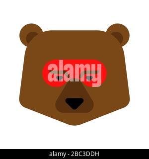 Bear superhero face. Super beast in mask. Strong Grizzly head Stock Vector