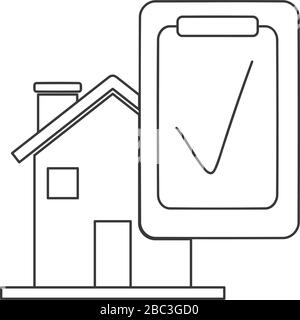 Home inspection icon vector with checklist line drawing Stock Vector