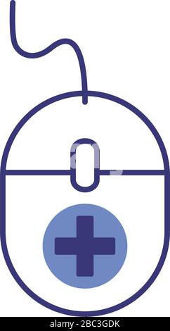 medical cross symbol in mouse computer line style Stock Vector