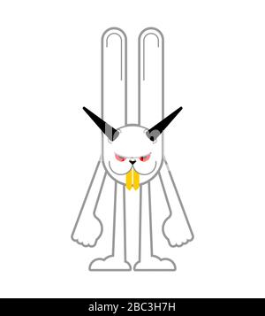 Angry hare. Crazy Rabbit. Devil bunny. Mad animal. Vector illustration Stock Vector