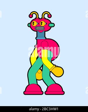 Cartoon Robot toy isolated. Retro plaything Technology cyborg vector illustration Stock Vector