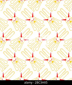 Crazy Rabbit background. Angry hare pattern seamless. Devil bunny texture. Mad animal ornament. Vector illustration Stock Vector