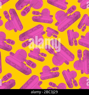 Cartoon Tank pattern seamless. War machine toy background. Baby fabric texture. vector ornament Stock Vector