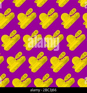 Cartoon Tank pattern seamless. War machine toy background. Baby fabric texture. vector ornament Stock Vector