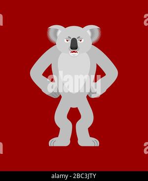 evil koala. Vector illustration of a bear angry emoji. Adorable ...