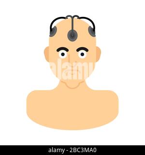 Wires from head. Future technology consciousness. Artificial Intelligence vector illustration Stock Vector