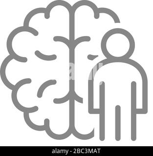 Brain with man line icon. Central nervous system symbol Stock Vector