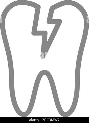 Cracked tooth line icon, dental and stomatolgy, broken tooth sign ...
