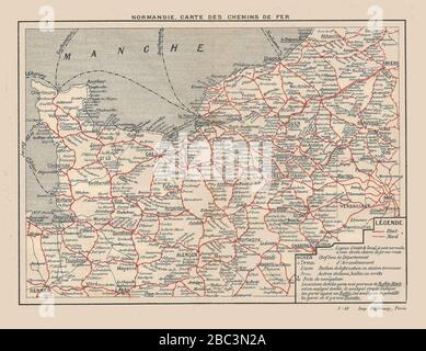 Guide Joanne-1912-Normandie-carte des chemins de fer. Stock Photo