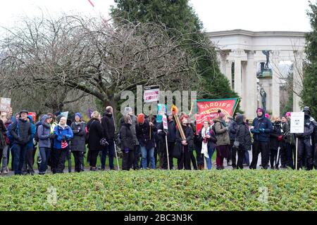 CARDIFF, UNITED KINGDOM.  MARCH 5TH 2020. Cardiff University Stike organised by Cardiff UCU, the representative voice for academic and academic-relate Stock Photo
