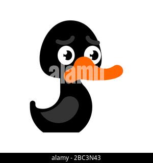 Black duck isolated. Cartoon bird vector illustration Stock Vector
