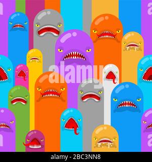 Angry worm pattern seamless. Evil worms background. vector ornament. Baby fabric texture Stock Vector