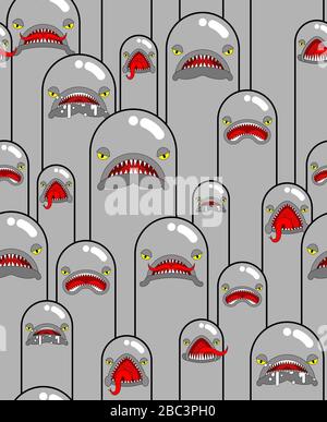 Angry worm pattern seamless. Evil worms background. vector ornament. Baby fabric texture Stock Vector