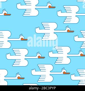 White goose flying pattern seamless. ducks bird of passage background. vector ornament. Baby fabric texture Stock Vector