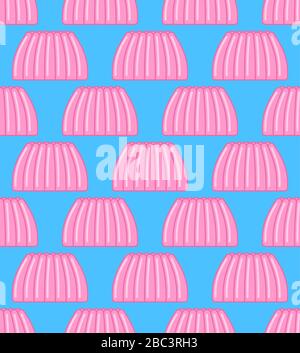 Jelly pudding pattern seamless. Sweet jell background. sweetness gelatin ornament. vector texture Stock Vector
