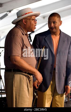 Ellis Marsalis, legendary and bebop and jazz pianist. With son Delfeayo. Stock Photo