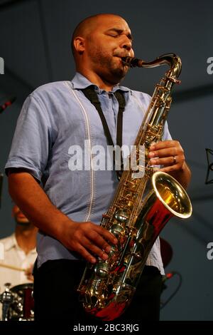 Ellis Marsalis, legendary and bebop and jazz pianist. With son Delfeayo. Stock Photo