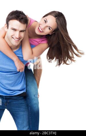 Young couple over white background Stock Photo