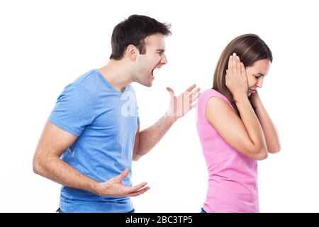 Angry couple arguing Stock Photo