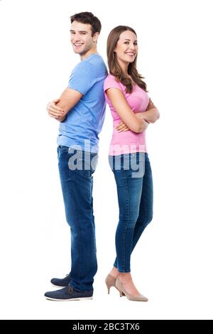 Young couple over white background Stock Photo