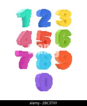 Vector Pixel Art number two. Colorful number 2 Consist of Modules from ...