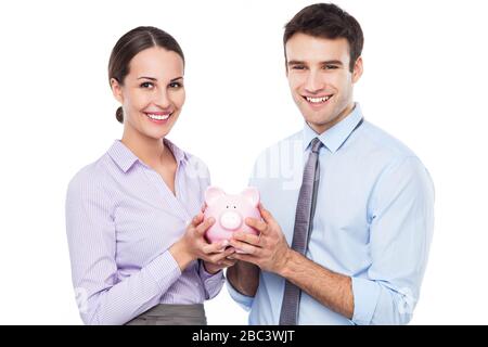 Young couple over white background Stock Photo