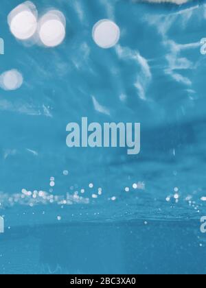 Bubbles in underwater blue image Stock Photo