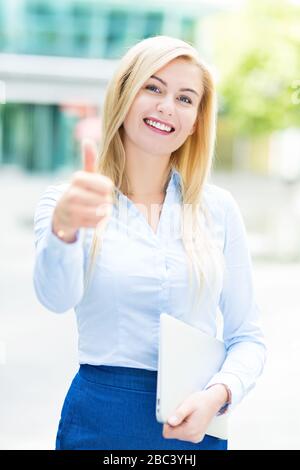 Young businesswoman smiling Stock Photo