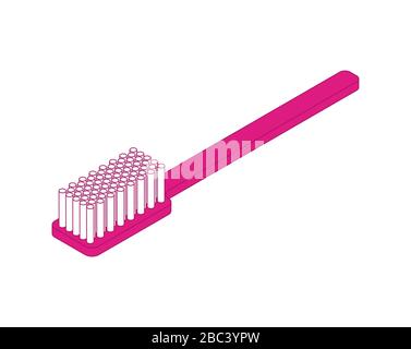 Toothbrush Isometric isolated. toothbrush head vector illustration Stock Vector
