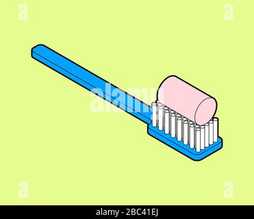 Toothbrush Isometric isolated. toothbrush head vector illustration Stock Vector