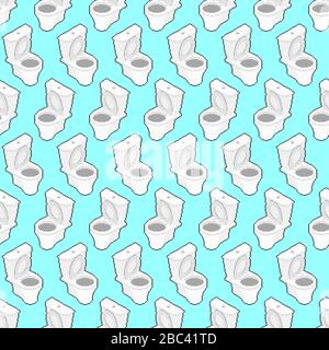 Toilet bowl pixel art pattern seamless. WC 8 bit background . Pixelate vector texture Stock Vector