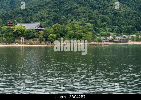 View of Itsukushima island (Miyajima) coastline located in the northwest of Hiroshima Bay, Japan Stock Photo