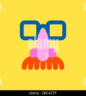 Glasses nose and mustache. April Fools Day Mask. funny disguise mask Stock Vector