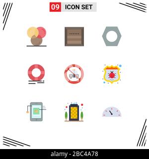 9 Flat Color concept for Websites Mobile and Apps ring, lifebuoy, e, help, tools Editable Vector Design Elements Stock Vector