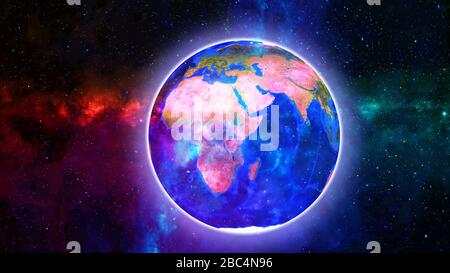 High Resolution Planet Earth view. The World Globe from Space in a star field showing the terrain and clouds.furnished by nasa Stock Photo