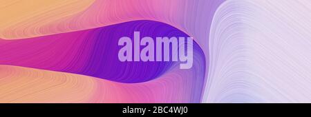 abstract dynamic curved lines surreal designed horizontal header with thistle, dark violet and dark salmon colors. elegant curved lines with fluid flo Stock Photo