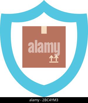 shield with box icon over white background, block style, vector ...