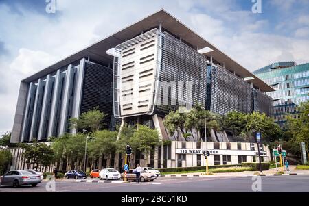 Johannesburg, South Africa 18th February - 2020: Landscaping around corporate office building in city centre Stock Photo