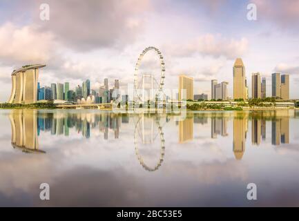 Business district and Marina bay in Singapore Stock Photo