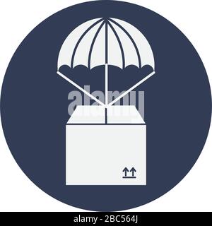 fast delivery concept, parachuter with package box icon over white ...