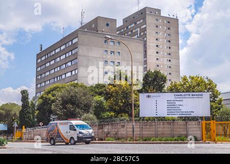 Johannesburg, South Africa, 14th March - 2020: Exterior of University Hospital.