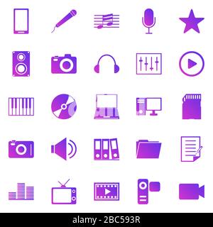 Media gradient icons on white background, stock vector Stock Vector