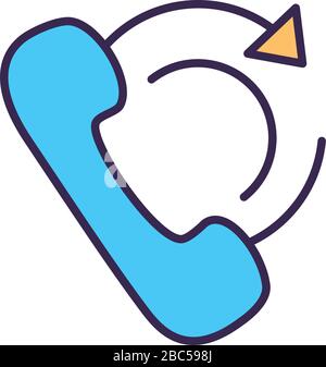 telephone call service line and fill style Stock Vector