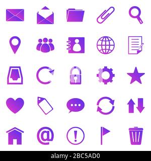 Mail gradient icons on white background, stock vector Stock Vector