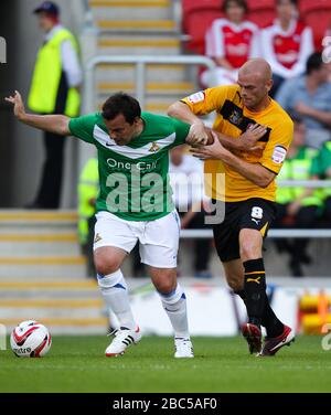 Doncaster Rovers' Robbie Blake holds off the challenge of Rotherham United's Jason Taylor Stock Photo