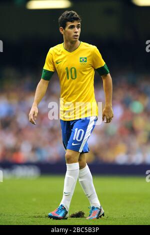 Brazil's Oscar during the Brazil v Egypt, Mens Football, First Round, Group C match at the Millennium Stadium, Cardiff. Stock Photo