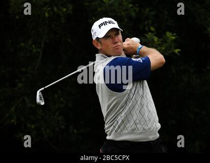 England's Lee Westwood tees off from the 13th Stock Photo