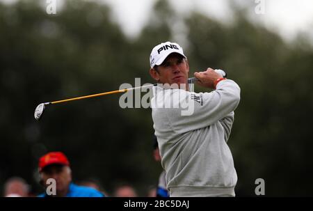 England's Lee Westwood tees off from the 4th Stock Photo