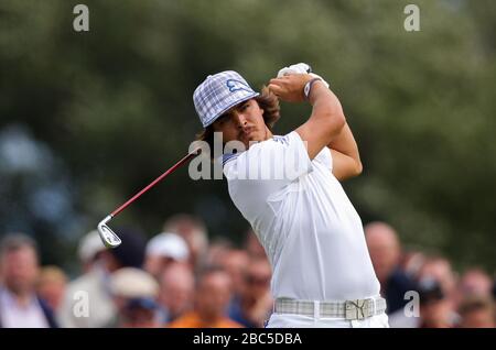 USA's Rickie Fowler tees off from the 4th Stock Photo